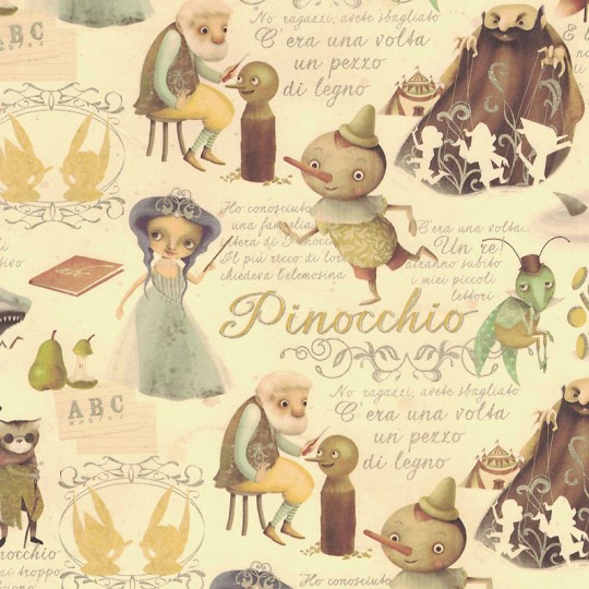 Tan Pinocchio Collage Italian Paper ~ Kartos Italy